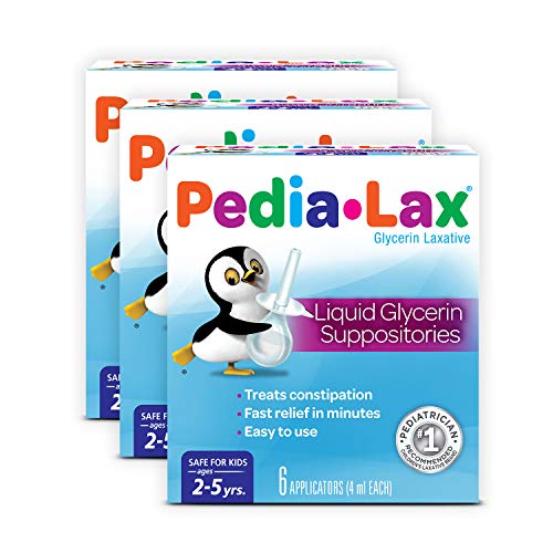 Pedia-Lax Laxative Liquid Glycerin Suppositories for Kids, Ages 2-5, 6 CT, 24 Pack