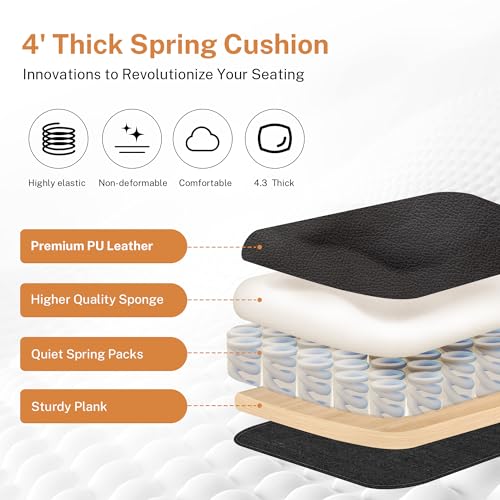 BestGlory Office Chair Flip Up Arms, Executive Leather Office Chair Ergonomic Desk Chair with Lumbar Support, Adjustable Headrest, Computer Chair Home Office Desk Chair with Rocking Function