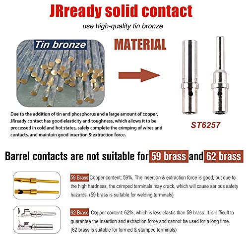 JRready ST6257 DTP Solid Barrel Size 12 Contacts DTP Connector Terminal KIT 20 PCS Male Pins 0460-204-12141 and 20 PCS Female Sockets 0462-203-12141 for Wire Size 12 to 14 awg