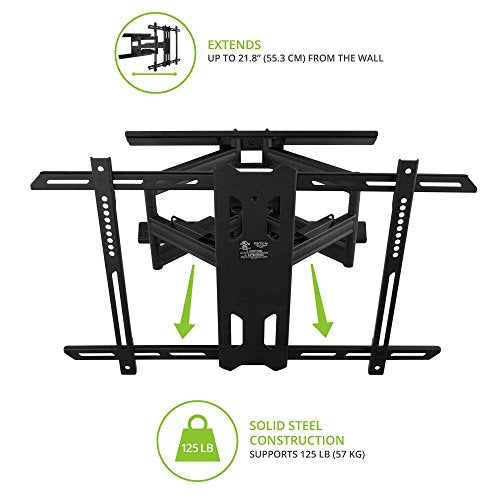 Kanto PDX650 Full Motion Articulating TV Wall Mount for 37-inch to 75-inch TVs | Low Profile with 22" Extension | Integrated Cable Management | Swivel and Tilt Capable | Black