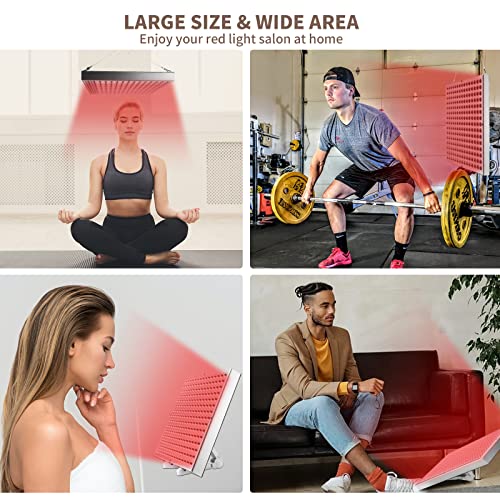 Red Light Therapy, 45W LED Panel with Stand, Deep 660nm and Near Infrared 850nm Light Combo, Red Light Therapy Device for Body Face, Skin Care, Pain Relief of Muscles Joints Knee Ankle