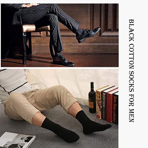 Ait fish Men's 100% Cotton Crew Socks Black and White Pack of 5 for All-season