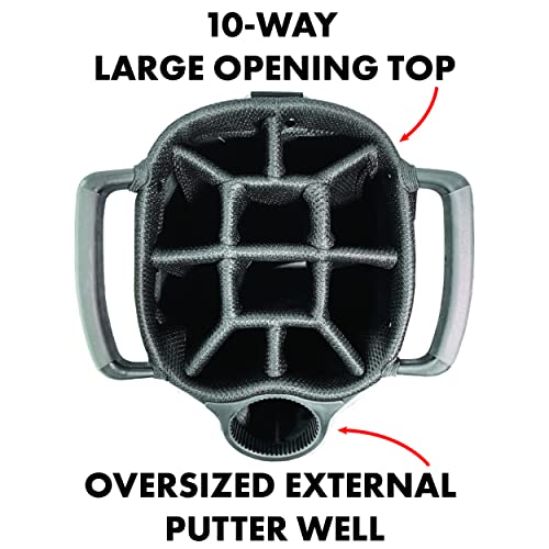 Team Golf NCAA Miami Albatross Golf Bag Lightweight, 10-Way Club Divider, Spring Action Stand, Insulated Cooler Pocket, Velcro Glove and Umbrella Holder & Lift Assist Handles