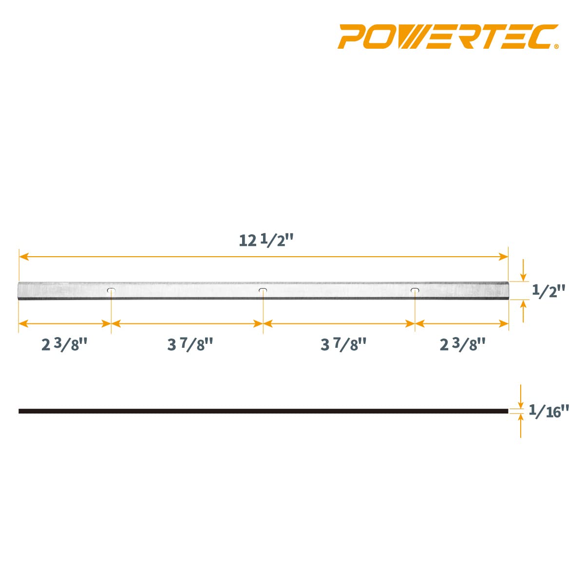 POWERTEC 12-1/2 Inch Planer Blades for Delta 22-560, 22-565, TP305, TP400LS Planer, Replacement for 22-562 Planer Knives, Set of 2 (128037)