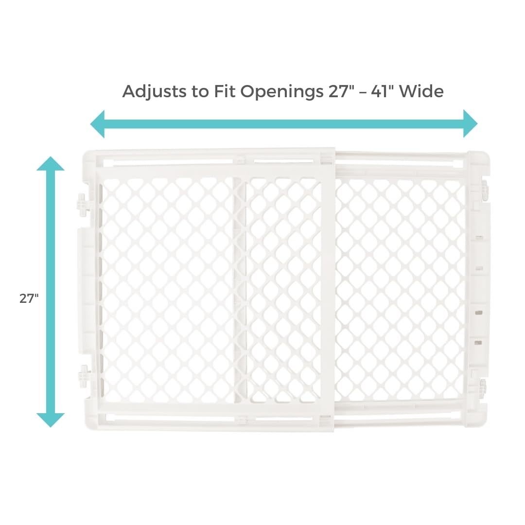 Toddleroo by North States Baby Gate for Stairs: Stairway Secure Gate. Fits Openings 27"-41" Wide. Safety Latch, Hardware Mount. Child Gates for Doorways. Made in USA. (27" Tall, Soft White)