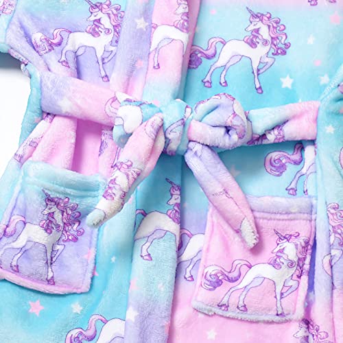 CHILDRENSTAR Matching Girls & Doll Bathrobes Kids Hooded Robes Plush Soft Fleece Pajamas Sleepwear,3t 4t