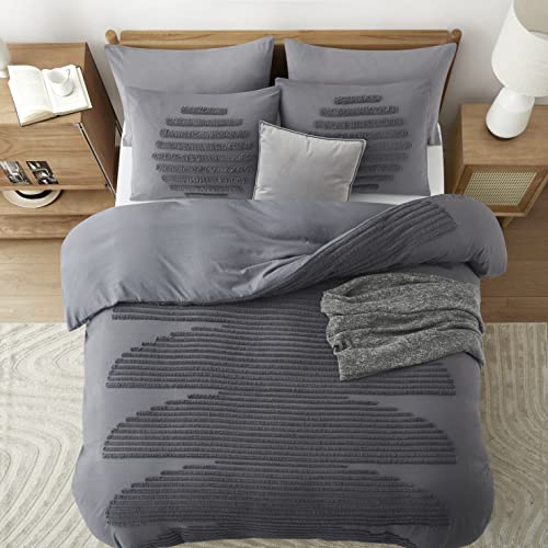 BEDAZZLED Duvet Cover Queen/Full Size, 3 Pieces Boho Bedding Sets for Shabby Chic Home, Tufted and Soft Comforter Cover Set, Pumpkin Brown