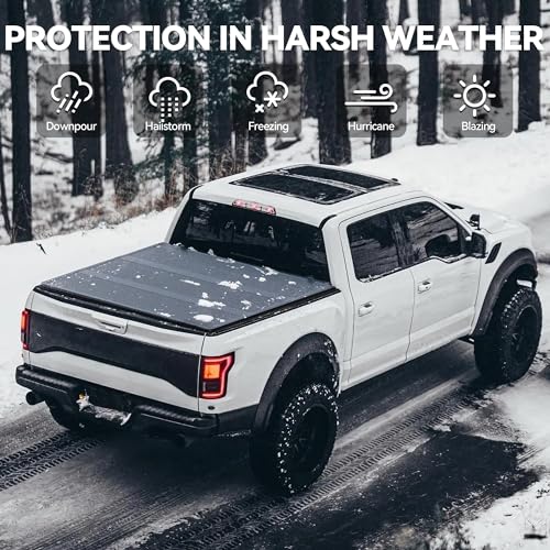 YITAMOTOR Soft Tri-fold Truck Bed Tonneau Cover Compatible with 2015-2024 Ford F150 F-150 5.5ft Bed, Reflective Strip Style