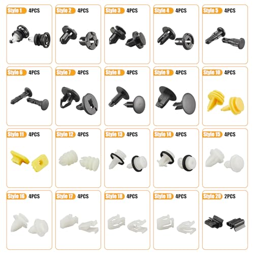 62PCS Tesla Clips Tesla Retainer Clips Tesla Bumper Fender Liner Push Retainer Fastener Rivet Clips for Tesla Model 3 Y X S Tesla Moding 20 Sizes Durable Tesla Clip Tesla Accessories Tesla Parts