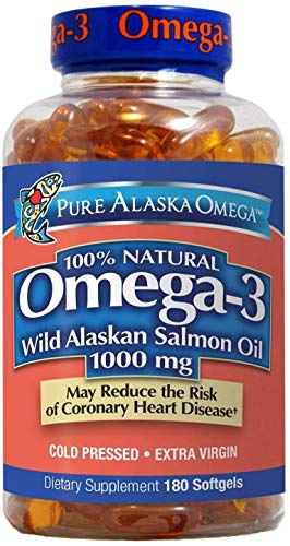 Pure Alaska Omega-3 Wild Alaskan Salmon Oil 1000mg Softgels 180-Count