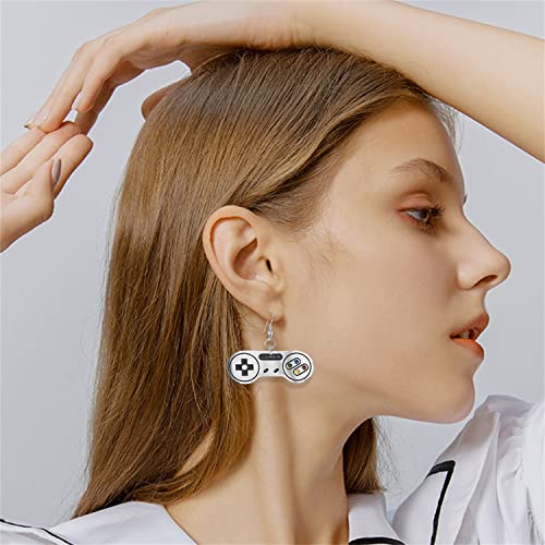 KVANU Unique 80s 90s Punk Stainless Steel Video Game Control Consoles Dangle Drop Earring for Women Men Her Game Enthusiast Game Lover Jewelry Gift (Style-2)
