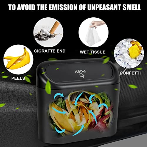 EnthuLove 1 Packs Mini Car Trash Can Bin with Lid and 45pcs Trash Bags,Car Trash Can Bin,Car Garbage Trash Can Storage for Front Back Seat Accessories