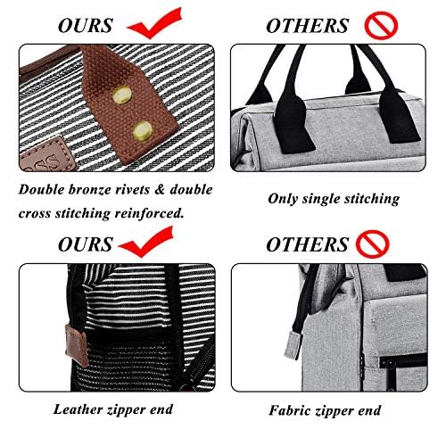 LOKASS Lunch Bag Women Insulated Lunch Box Wide-Open Lunch Tote Bag Large Waterproof Cooler Bag for Work Picnic Hiking Beach(Gray)