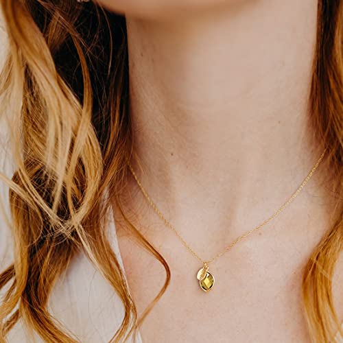 Dainty August Birthstone Necklace with Initial T, 14k Gold Filled Tiny Cute Leaf Letter Peridot Birthstone Pendant Necklace Gold Initial Necklaces for Women Mother Grandma Birthday Gift