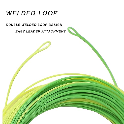 Fly Fishing Line with Welded Loop Floating Weight Forward Fly Lines 100FT (WF3F,Fluo Yellow+Fluo Green)