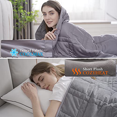 Double-Sided Weighted Blanket King Size 30lbs(88''x104'', All Season Use), Warm Short Plush and Cool Tencel Reversible Weighted Blanket, California King Size for Adults & Couple - Carry Bag Included