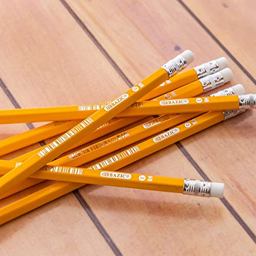BAZIC Pencil #2 HB Pencils, Latex Free Eraser, Premium Wood Yellow Unsharpened Pencils (12/Pack), 1-Pack