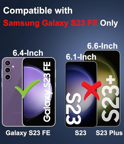 Dahkoiz for Samsung Galaxy S23-FE Case, and Glass Screen Protector, Dust-Proof Port Cover, Full Body Silicone Rubber Covered, Non-Slip Drop-Proof Phone Case for S23 FE 5G(2023), Black/Black