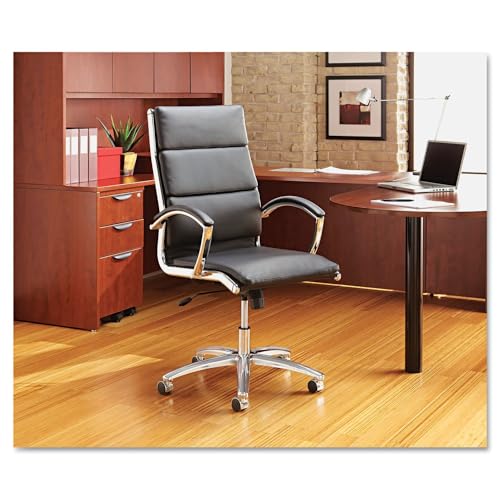 Alera ALENR4119 Neratoli Series High-Back Slim Leather Chair - Black/Chrome