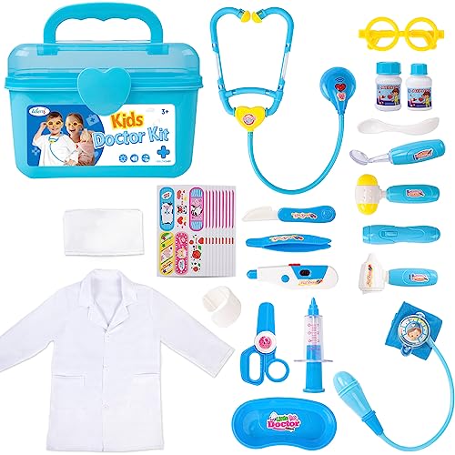 Liberry Toy Doctor Kit for Toddlers 3-5 Years Old Boys Girls, 30 Pcs Kids Doctor Playset Gift, Pretend Play Medical Set with Stethoscope, Doctor Role Play Dress Up Costume