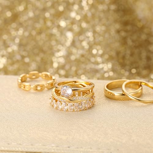 10 PCS 14K Gold Plated Rings Set for Women, Dainty Gold Knuckle Rings Non Tarnish, Simple Thumb Stacking Rings Pack Size 6/7/8/9/10