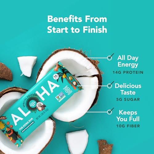 ALOHA Organic Plant Based Protein Bars - Lemon Cashew - 12-Count - Vegan, Low Sugar, Gluten-Free, Paleo, Low Carb, Non-GMO, No Stevia & No Erythritol