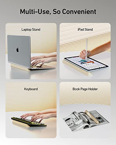 ergounion 3 in 1 Silicone Laptop Stand, Keyboard Riser for Ergonomic Typing/Reading, Portable Laptop Cooling Stand, for Home Office School and Travel, Oval Base, Bright Beige
