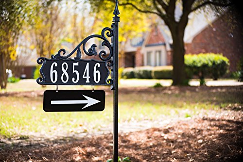 Address America USA Handcrafted Boardwalk Ready To Install Home Address Sign, Customized Name and House Number Plates - Double-Sided, Reflective, Visible 47" Pole - NP