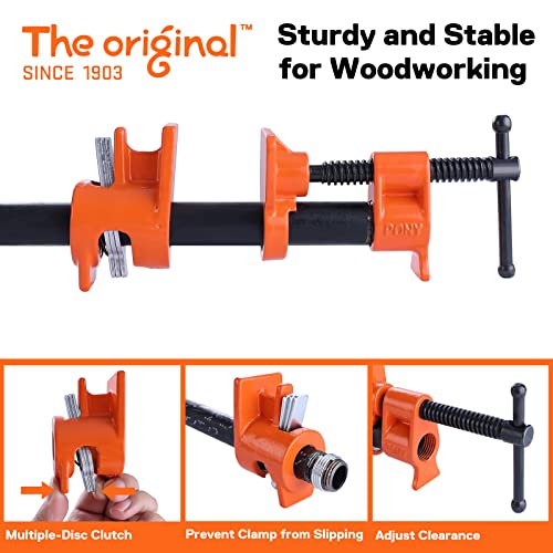 PONY 2-Pack 52 Wood Gluing Pipe Clamp Fixture for 1/2 Inch Black Pipe