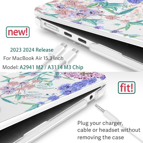 Tuiklol for MacBook Air 15 inch Case 2024 2023 Release M3 M2 Chip, Model A3114 A2941 Hard Shell Case with Keyboard Cover & Screen Protector & Dust Plug for MacBook 15.3 M2 Cover, Moon and Mountain