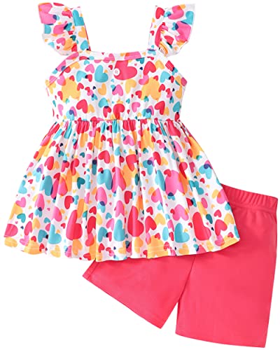 Girls 4th of July Clothes Baby Girls Independence Day Outfit American Flag Shirt+Stars and Stripes Pants Kids Patriotic Clothes Flag Shorts Sets Size 6t/6933