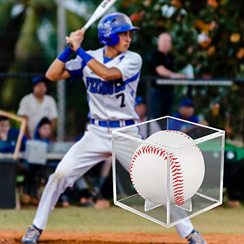 Baseball Display Case 4Pack, Baseball Holder Case UV Protected Acrylic Cube Square Clear Official Baseball Autograph Display Case Memorabilia Display Box for Official Size Baseball