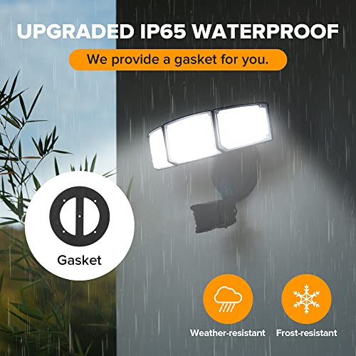 LUTEC 72W 6300LM LED Security Lights Motion Sensor Light Outdoor, 5000K Daylight, IP65 Waterproof, Dusk to Dawn, 3 Head Motion Detected Flood Light for Garage, Yard, Porch(Black)