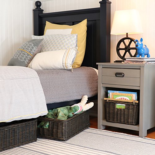 The Basket Lady Under The Bed/Basic Wicker Storage Basket, Medium, 20 in L x 14.5 in W x 6 in H, Antique Walnut Brown