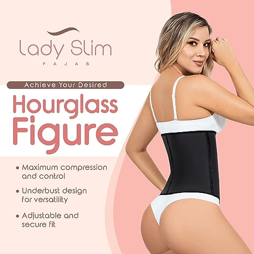 Lady Slim Fajas Colombianas Reductoras Y Moldeadoras para Mujer Underbust Waist Cincher Corset Sport Girdle Hourglass Body Shaper Black V2 Large