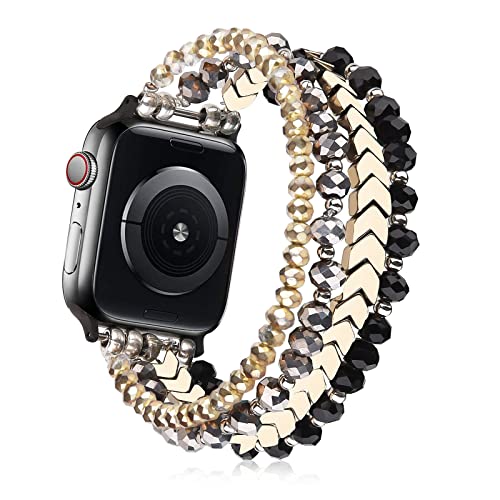 V-MORO Beaded Bracelet Compatible with Apple Watch Bands 38mm 40mm 41mm Series 8/7/SE/6/5/4/3/2/1 Women Girl Arrow Fashion Elastic Stretch Strap for iWatch Bands Replacement