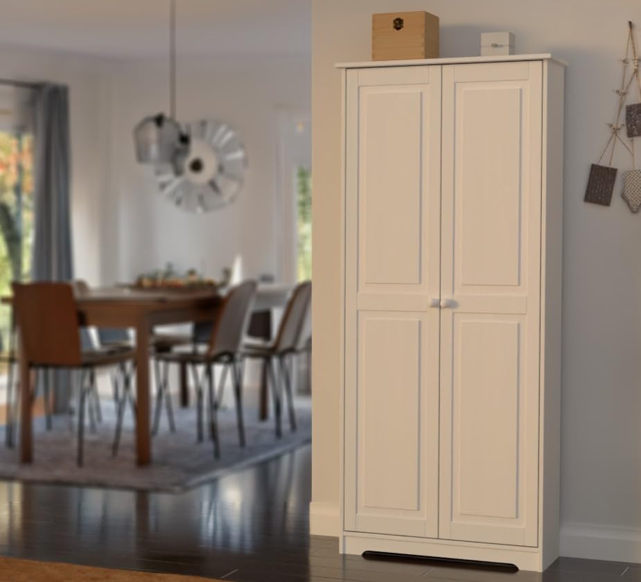 From the Tree Furniture Pantry Cabinet Storage Cabinet with 2 Doors Solid Wood - Adjustable Shelves for Kitchen, Dining Room, or Utility Room Organization