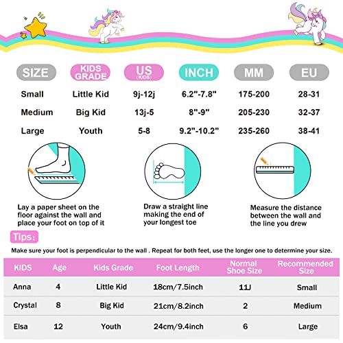 SULIFEEL Rainbow Unicorn Inline Skates for Girls Boys 4 Size Adjustable Light up Wheels Skates for Kids Beginner