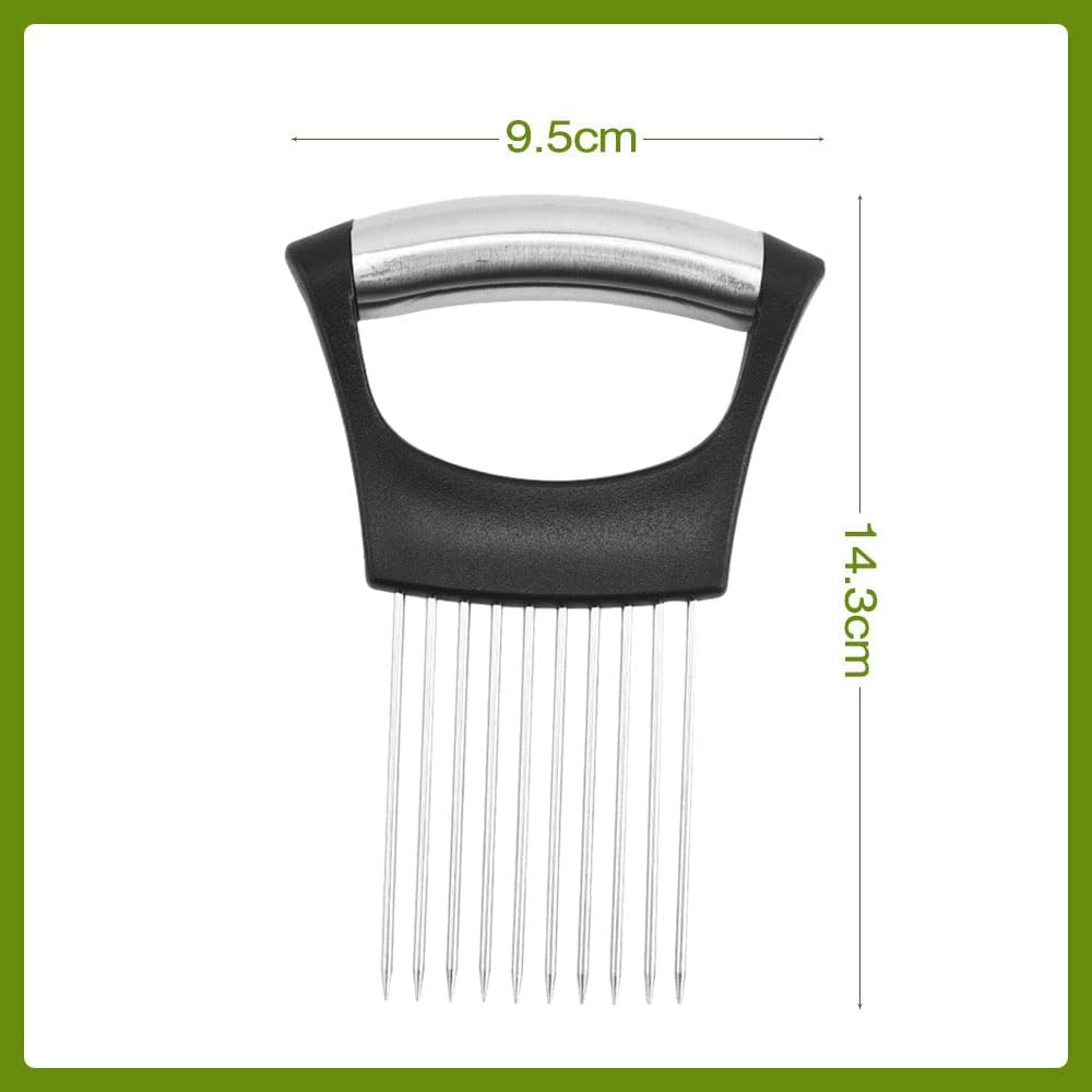 Onion Holder for Slicing, Onion Cutter Vegetable Chopper, Stainless Steel Slicer for Potato, Avocados, Eggs, Food Slicer Assistant Tool for Fruit Lemon and Meat (1)