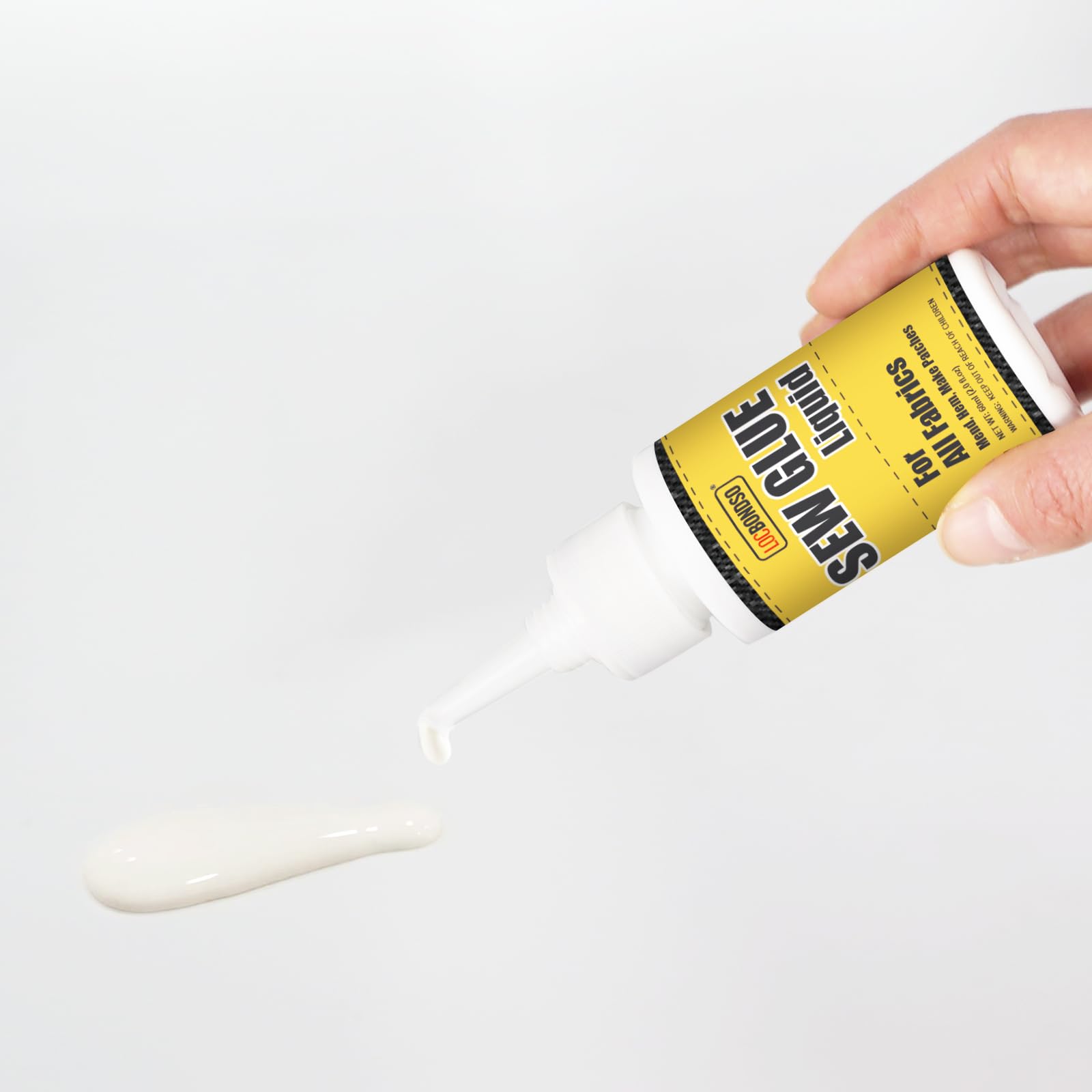 LOCBONDSO 180 ml Fabric Glue, Fabric Glue for Clothing Permanent Washable, Fabric Adhesive Clear Waterproof for All Fabrics, Crafts, Patches, Sofa, Cotton, Nylon, Wool, Denim, Leather