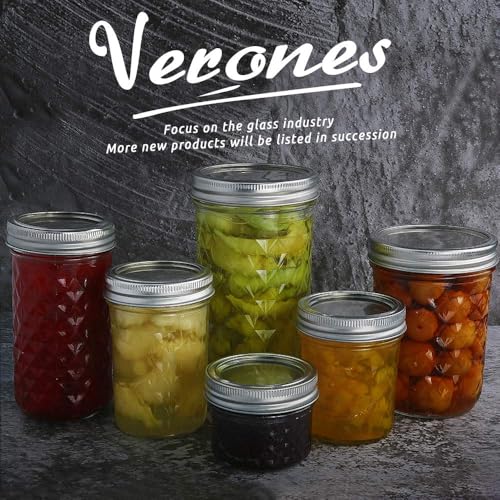 VERONES Mason Jars 12 OZ, Canning Jars Jelly Jars With Regular Lids, Ideal for Jam, Honey, Wedding Favors, Shower Favors,15 PACK