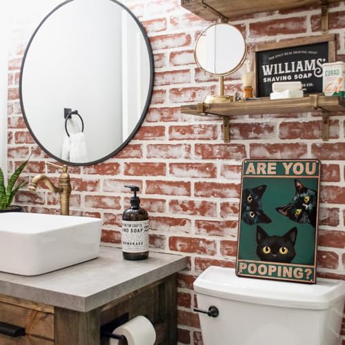 Cat Signs Bathroom Wall Decor Bathroom Signs Decor Funny, Black Cat Gifts Bathroom Accessories Are You Pooping Cat Sign, 8x12 Inches Cute Bathroom Decor