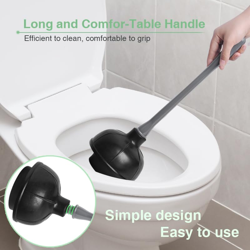 Toilet Plunger and Bowl Brush Set - Complete Bathroom Cleaning Combo for Effective Toilet Maintenance - Durable Tools for Unclogging and Scrubbing Toilets (White)