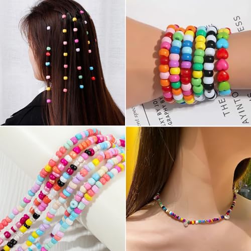 1100 Pcs Beads,Pony Beads,Beads for Jewelry Making,Beads for Bracelets,Hair Beads,Craft Beads,Plastic Beads for Crafts,Hair Beads for Kids Girls,Kandi Beads,Clear Beads for Hair (Sparkle-Star)