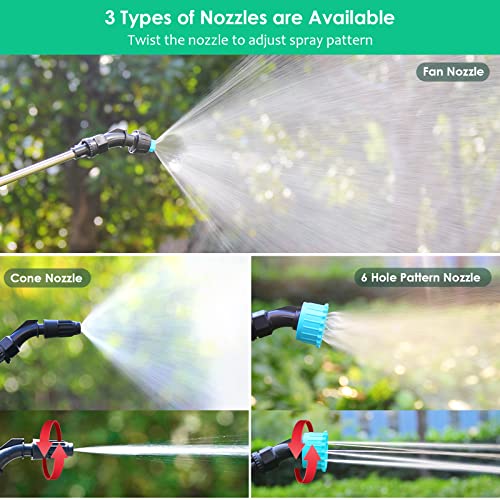 Battery Powered Sprayer 1.35Gallon, Upgrade Electric Garden Sprayer with 3 Mist Nozzles, USB Rechargeable Handle and Retractable Wand with Adjustable Shoulder Strap for Lawn,Garden,Cleaning