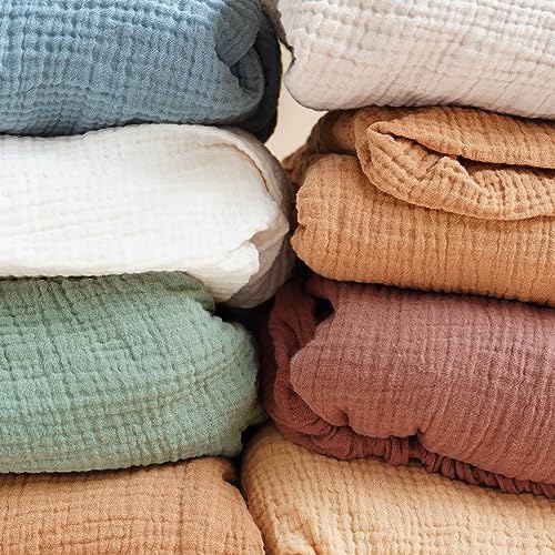 Konssy Muslin Fitted Crib Sheets 100% Cotton Baby Crib Sheets for Standard Crib Mattress (28 X 52 Inches), Soft and Breathable for Boys Girls (Toffee)
