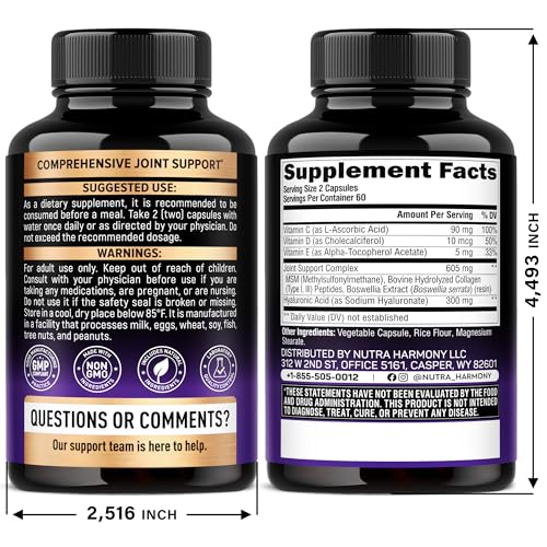 Hyaluronic Acid Supplements 1000 mg - Collagen | MSM | Boswellia | Vitamin D3, C & E - Hyaluronic Acid Capsules - Skin Hydratation & Joint Comfort Support - 7-in-1 Complex - Made in USA - 120 Capsules