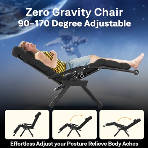 Slendor Zero Gravity Chairs, Padded Zero Gravity Recliner, Reclining Lounge Chair for Indoor Outdoor, Folding Lawn Patio Chair with Aluminum Alloy Lock, Foot Rest, Cup Holder, American Flag