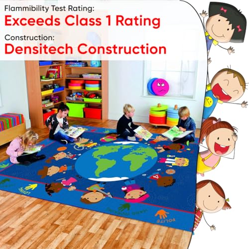 Kids Carpet World Character Classroom Rug for Students 6' x 8'6' Rectangle Colorful Kids Seating Rugs | Kids Classroom Educational Learning Reading Rug | Area Rug for Kids