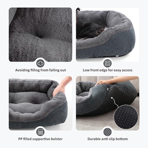 INVENHO Dog Beds for Small Medium Dogs Washable, Calming Dog Bed Small Size Dog, Orthopedic Dog Bed, Warming Soft Calming Sleeping Puppy Bed Durable Pet Bed with Anti-Slip Bottom